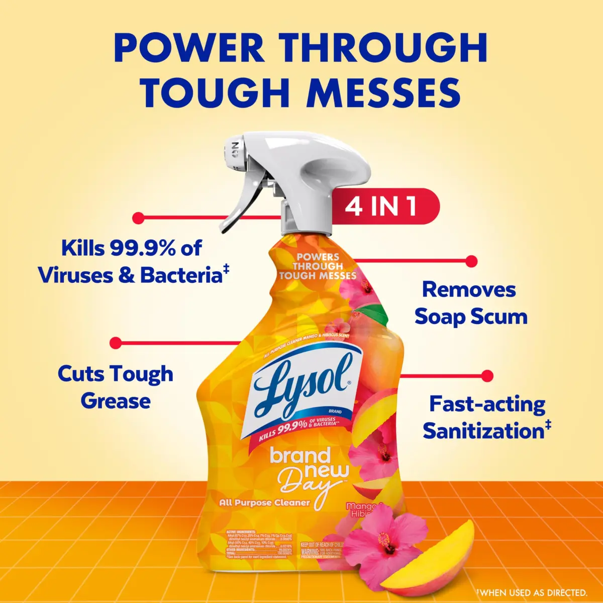 Lysol All Purpose Cleaner Spray, 2.27 kg (2 lb) Mango & Hibiscus Scent | Kills 99.9% of Viruses & Bacteria - view 2