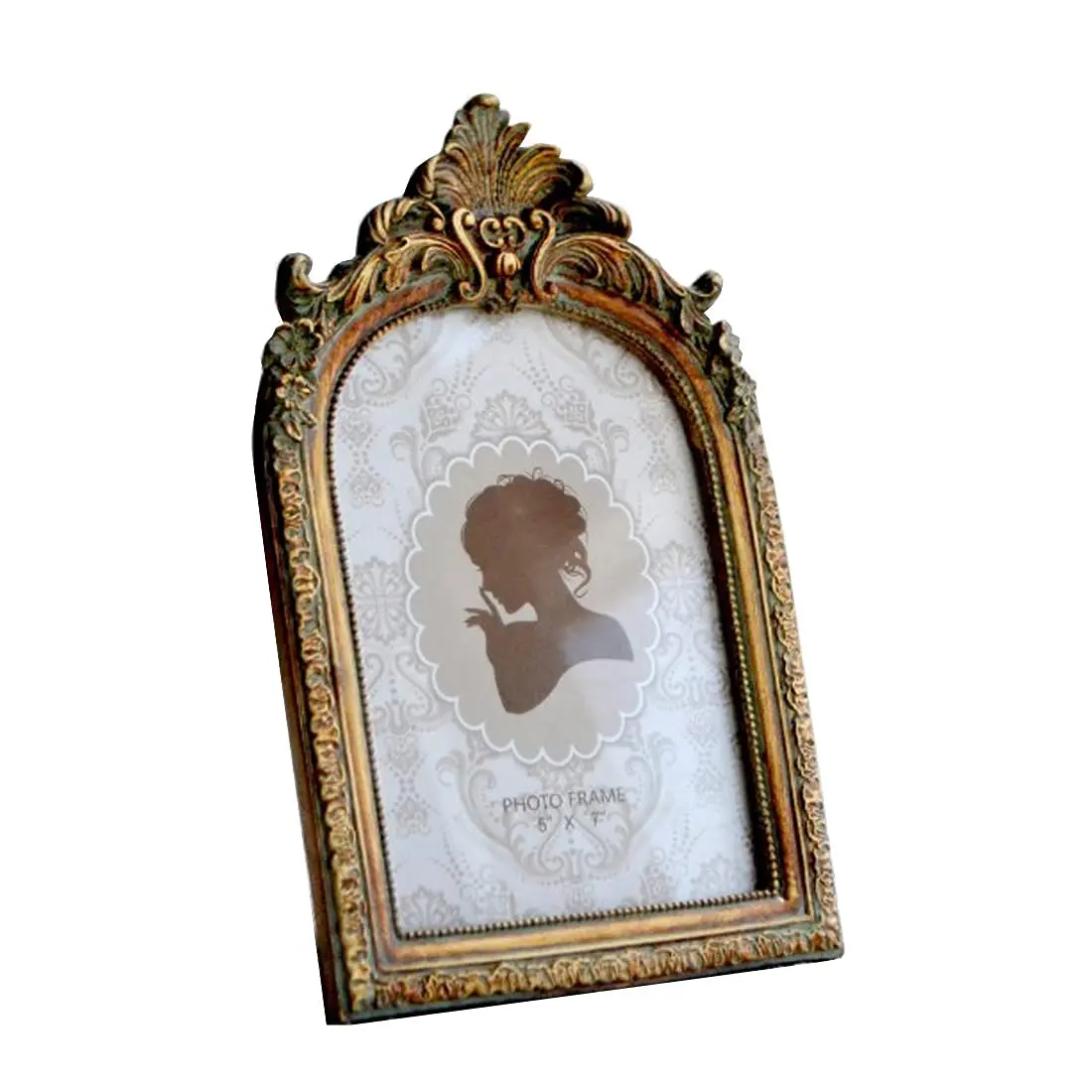 SIKOO Vintage 5x7 Picture Frame Antique Ornate Bronze Gold | Resin with Glass Front - view 2