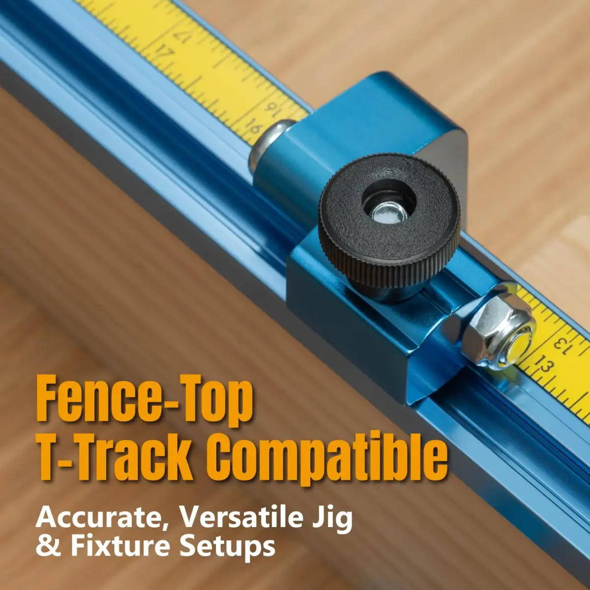 POWERTEC 3" Fence Flip Stop for Table Saw, Miter Saw, and Drill Press, T Track Accessories for Woodworking, 1PK (71367) | Universal T-Track Flip Stop - view 4