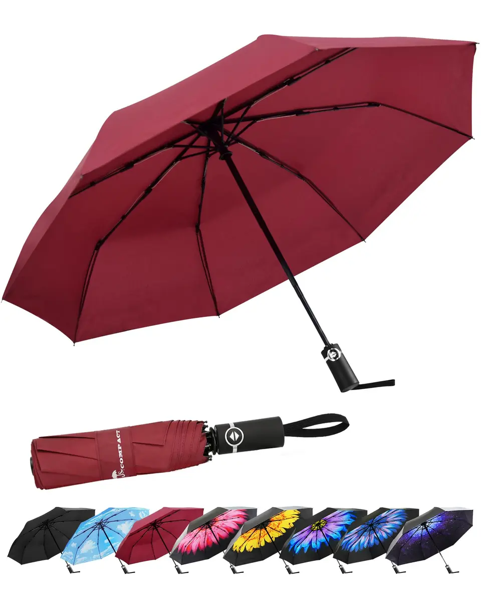 SY COMPACT Travel Umbrella - Windproof Automatic Compact Waterproof Umbrella 39cm (15.35in) | Lightweight & Durable for Travel & Car - main product image