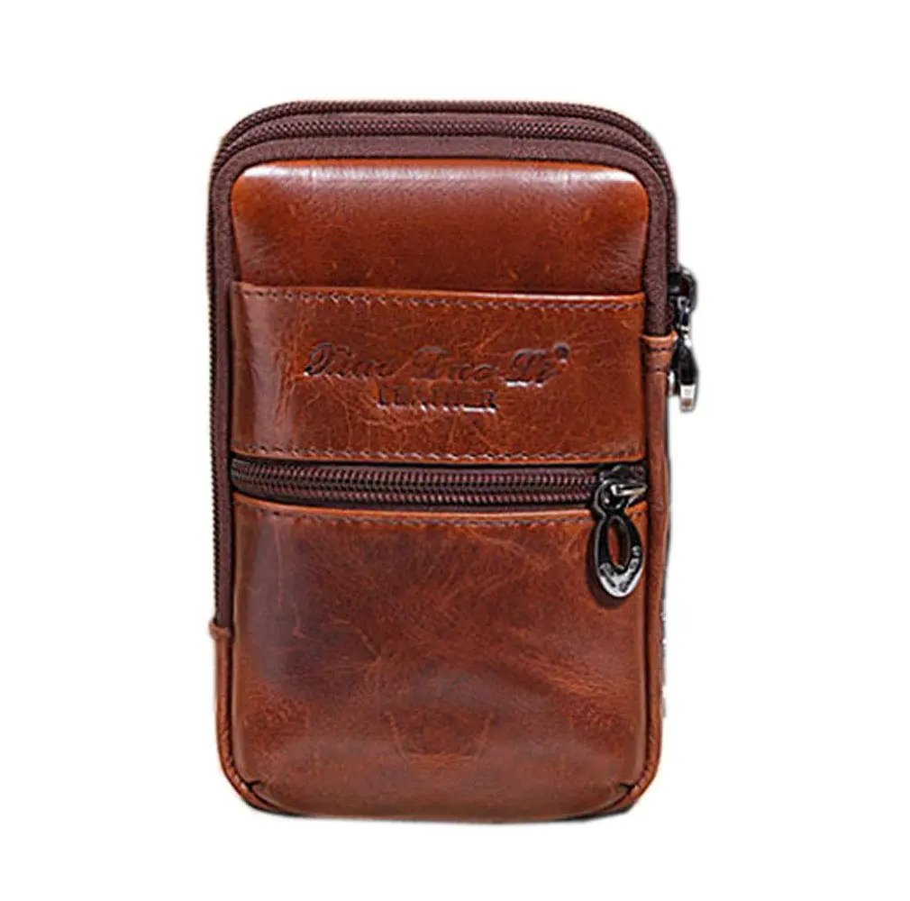 Hebetag Genuine Leather Phone Belt Holster Waist Case Bag for Men | 10cm(W)x16cm(H) (3.9"x6.3") - main product image