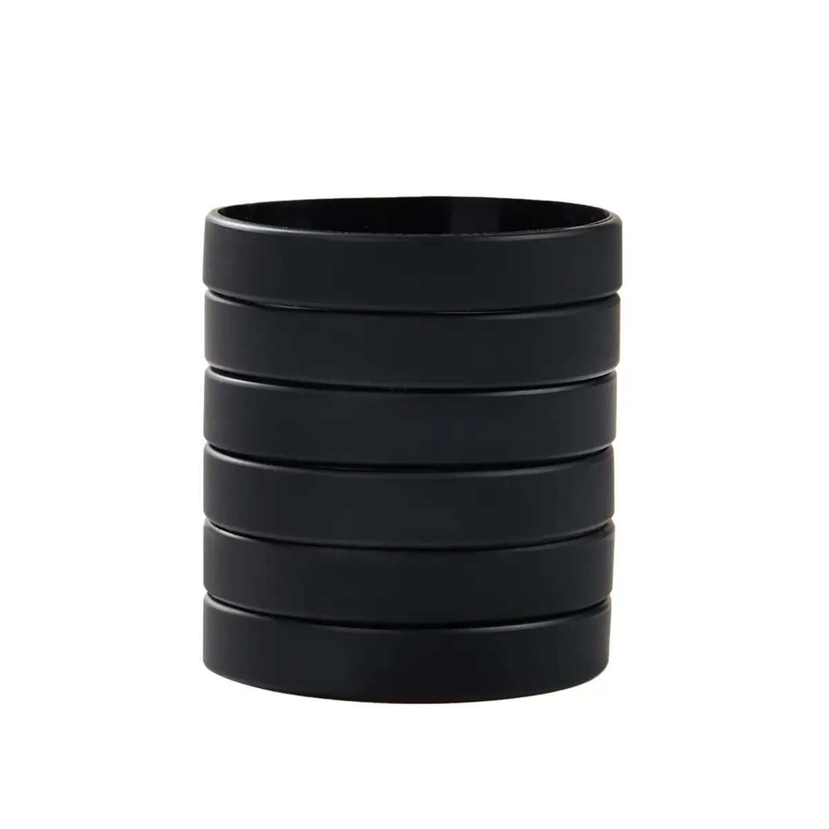 BRANDWINLITE Black Silicone Bracelets 6pcs (202mm / 8") | Unisex Adult Size, Latex-Free, Waterproof - main product image
