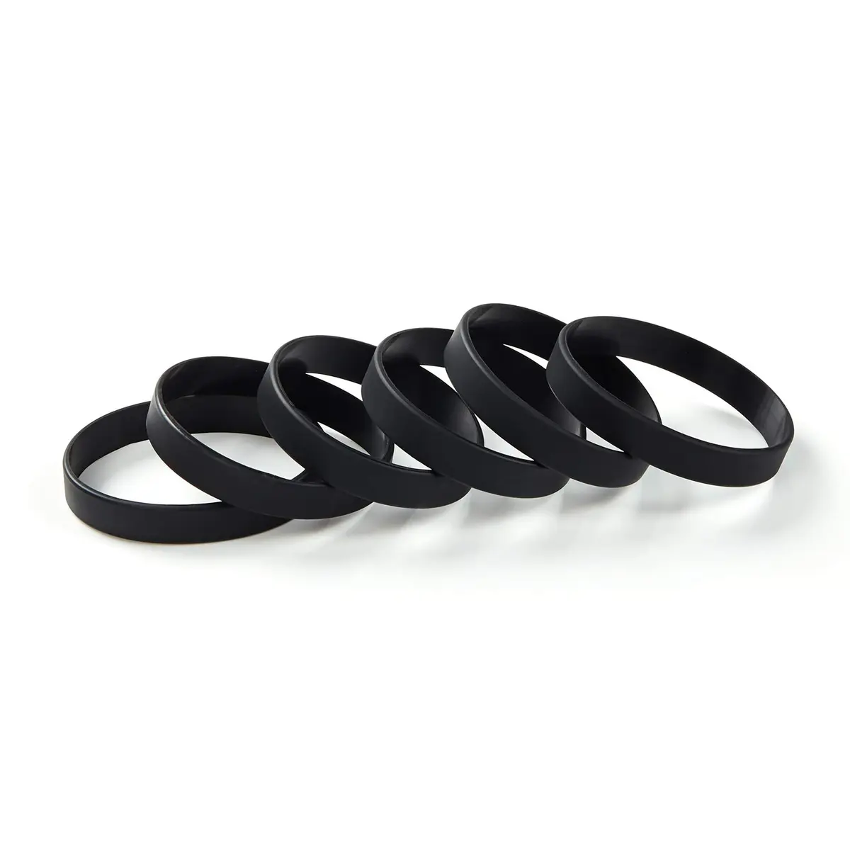 BRANDWINLITE Black Silicone Bracelets 6pcs (202mm / 8") | Unisex Adult Size, Latex-Free, Waterproof - view 2