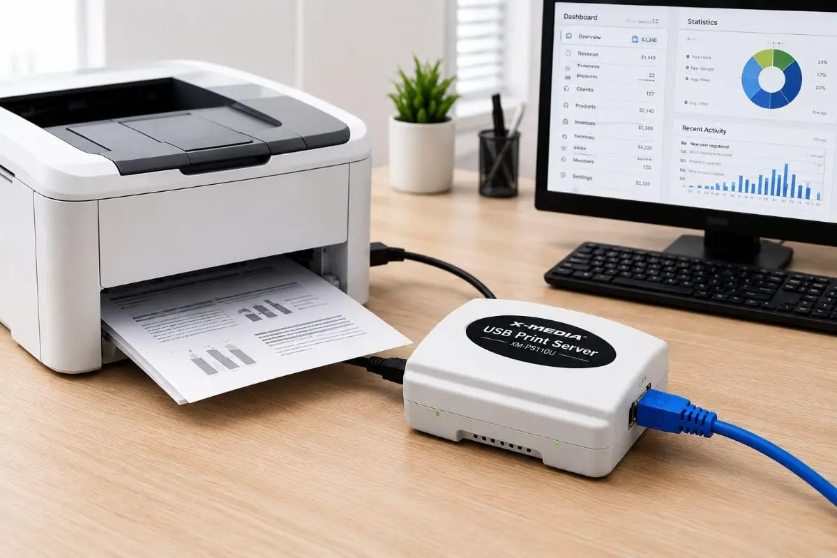 X-MEDIA XM-PS110U 1-Port 10/100Mbps Ethernet USB Print Server | USB 2.0 Network Print Server - view 7
