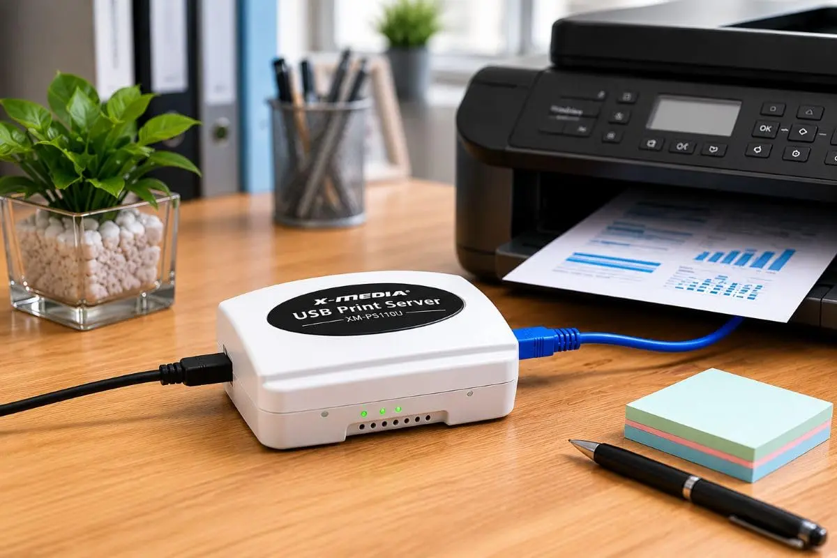 X-MEDIA XM-PS110U 1-Port 10/100Mbps Ethernet USB Print Server | USB 2.0 Network Print Server - view 8