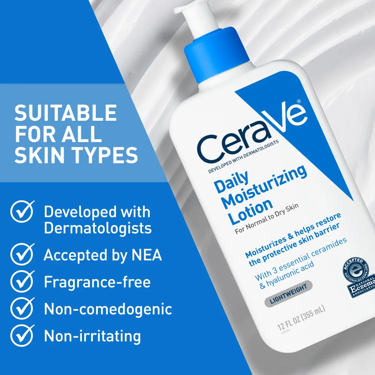 CeraVe Daily Moisturizing Lotion for Dry Skin 562ml (19 Fl Oz) | Fragrance-Free, Oil-Free, Non-Comedogenic - view 5