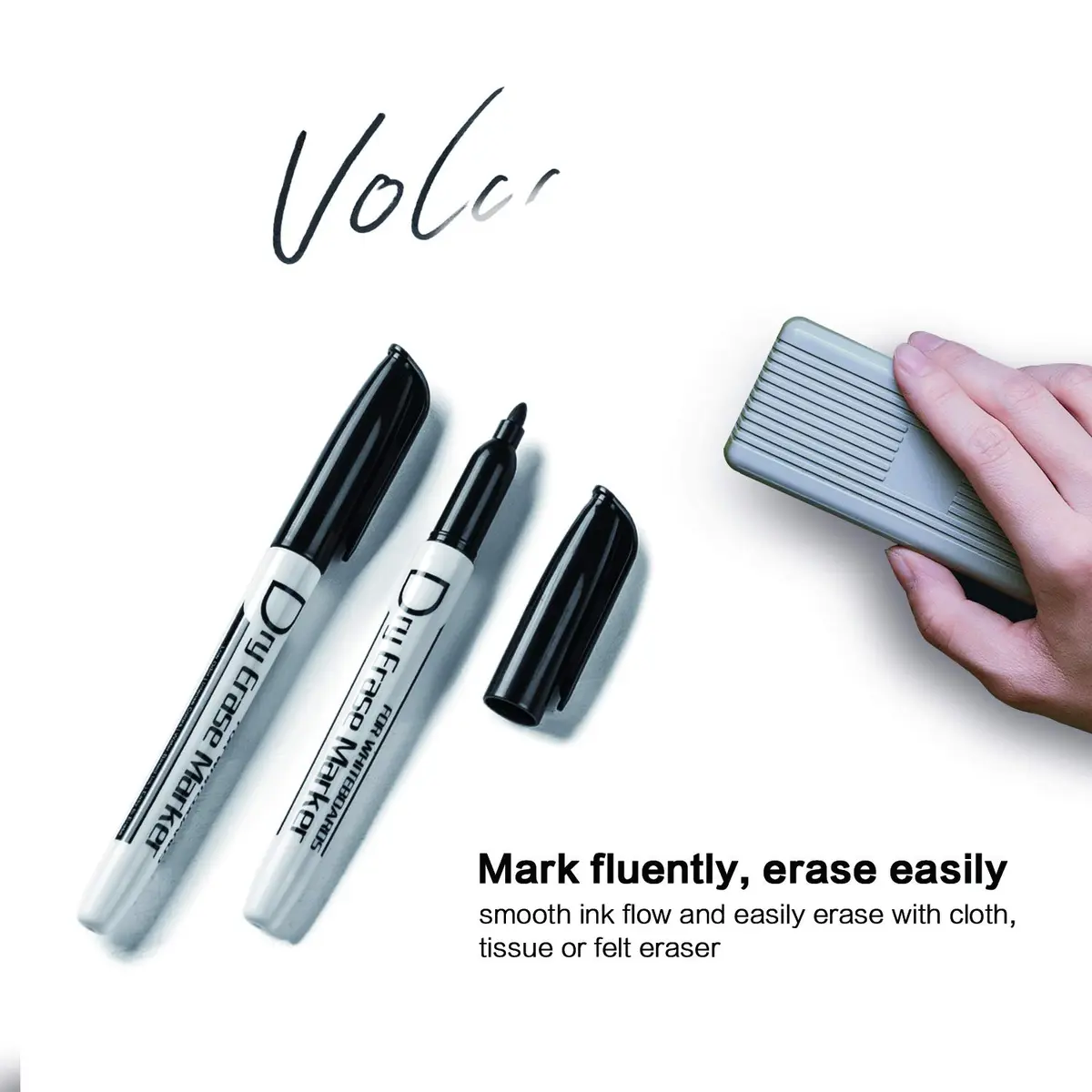 Volcanics Black Dry Erase Markers, Fine Tip, 30 Pack | Low Odor, Water-Based Ink - view 5