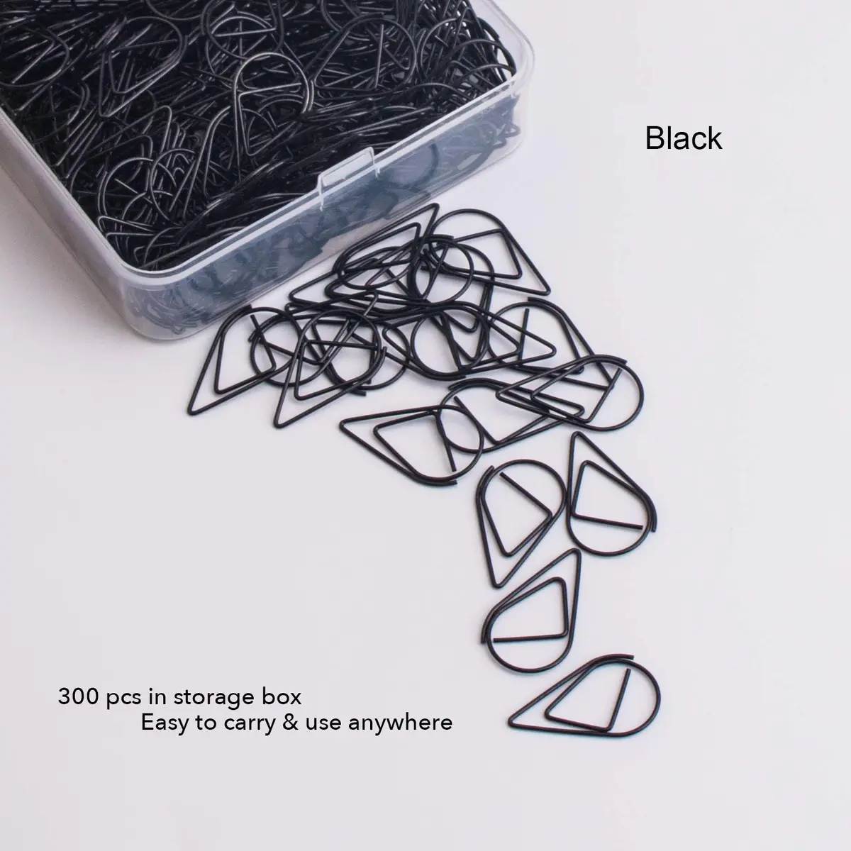 VENCINK Black Drop-Shaped Paper Clips, 1 inch | Creative Office & School Supplies - view 5
