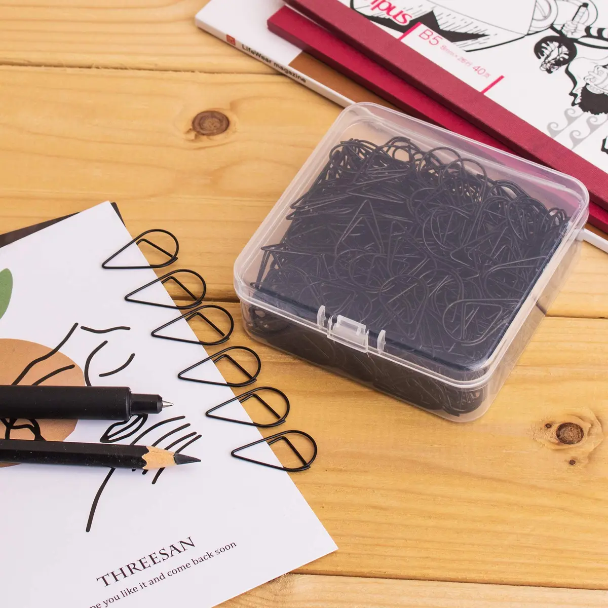 VENCINK Black Drop-Shaped Paper Clips, 1 inch | Creative Office & School Supplies - view 6