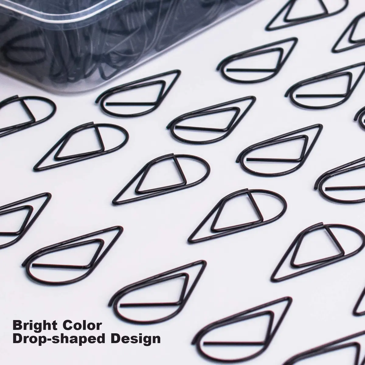VENCINK Black Drop-Shaped Paper Clips, 1 inch | Creative Office & School Supplies - view 2