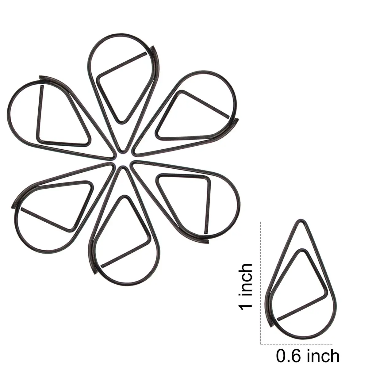 VENCINK Black Drop-Shaped Paper Clips, 1 inch | Creative Office & School Supplies - view 3