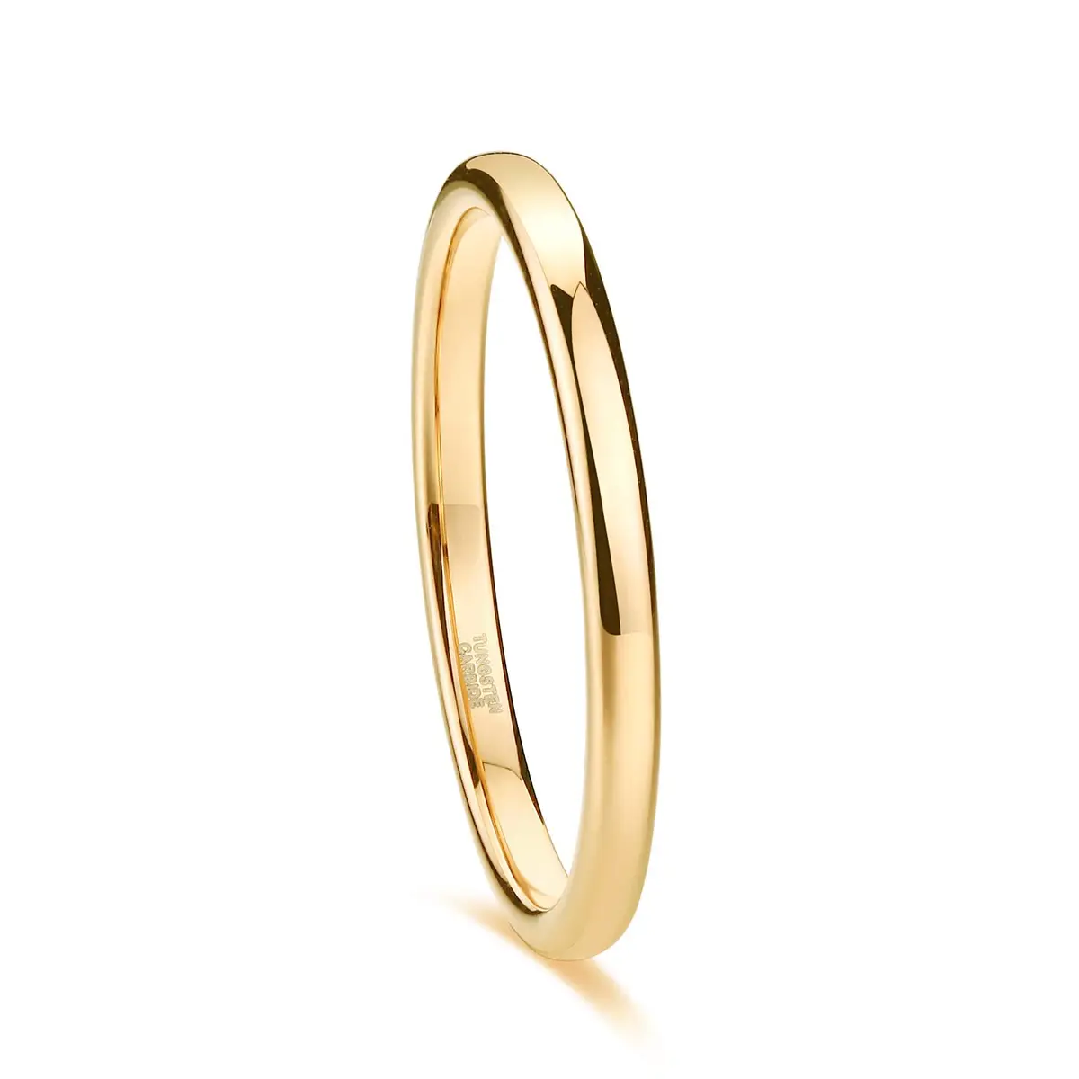 TRUMIUM 2mm 24K Gold Plated Tungsten Ring for Women Size 5 | Scratch-Resistant, Hypoallergenic, Classic Dome Design - view 2