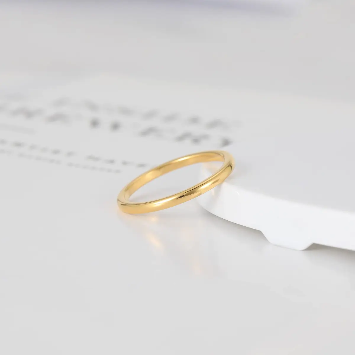 TRUMIUM 2mm 24K Gold Plated Tungsten Ring for Women Size 5 | Scratch-Resistant, Hypoallergenic, Classic Dome Design - view 3