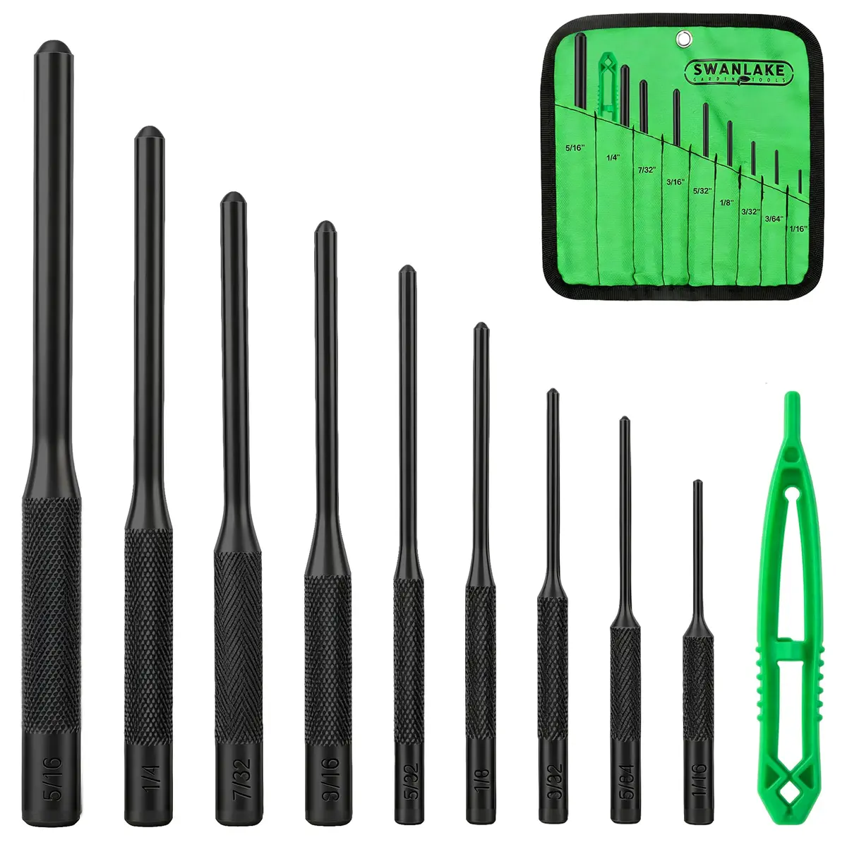 SWANLAKE 9-Piece Roll Pin Punch Set 1/16"-5/16" | Precision Automotive & Craft Tool - main product image