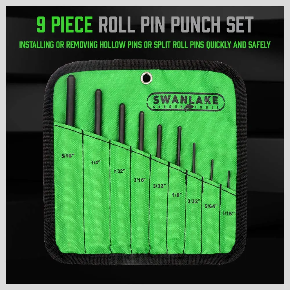 SWANLAKE 9-Piece Roll Pin Punch Set 1/16"-5/16" | Precision Automotive & Craft Tool - view 2