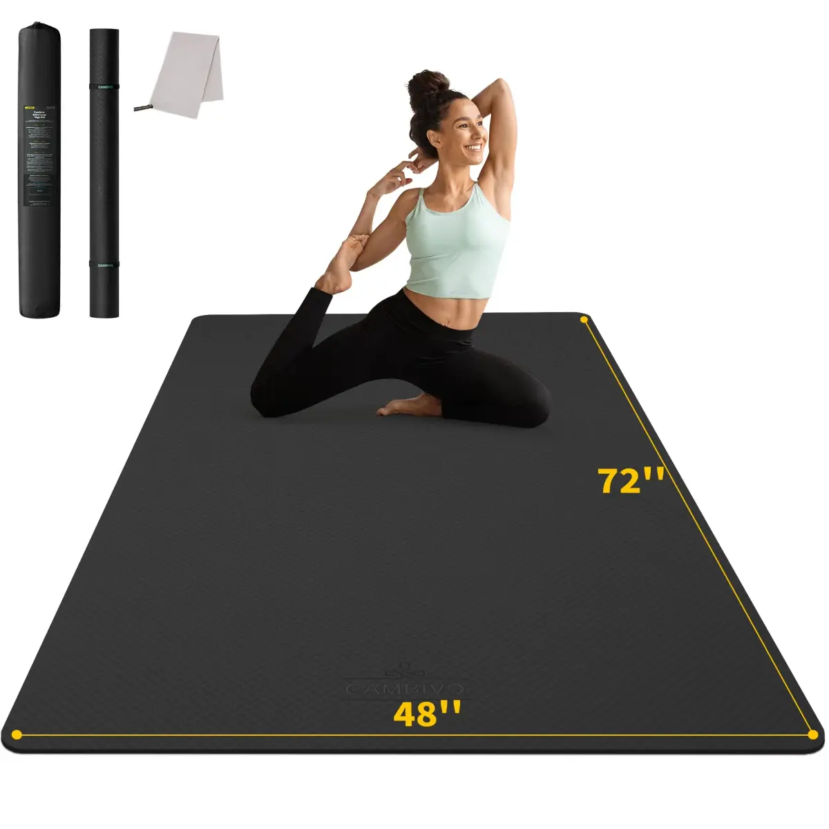 CAMBIVO Large Yoga Mat 183cm x 120cm (6'x 4') 6mm Thick | Non-Slip TPE Workout Mat for Home Gym - main product image
