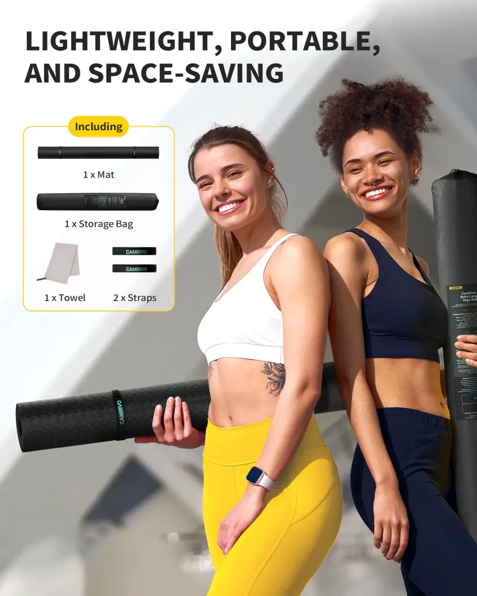 CAMBIVO Large Yoga Mat 183cm x 120cm (6'x 4') 6mm Thick | Non-Slip TPE Workout Mat for Home Gym - view 6