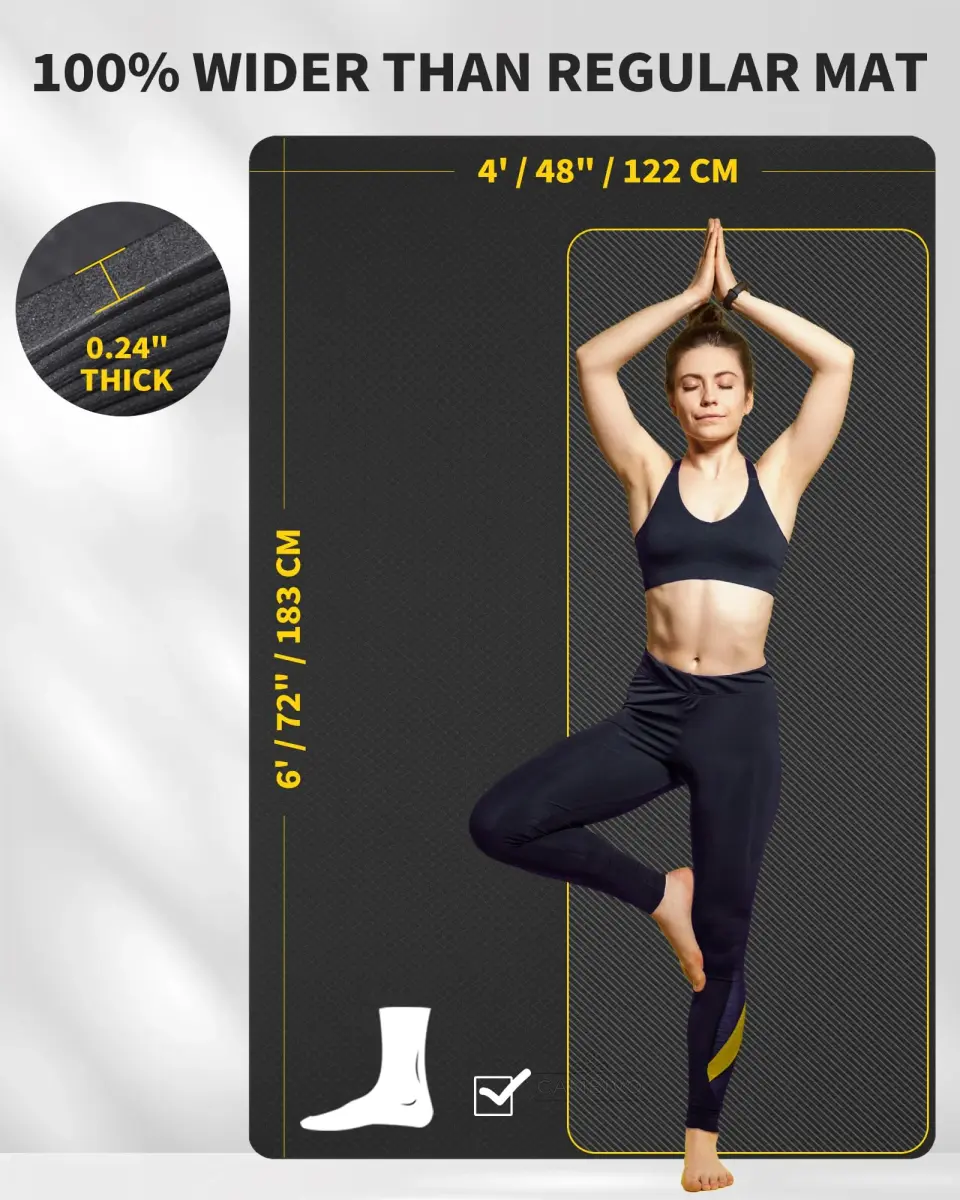 CAMBIVO Large Yoga Mat 183cm x 120cm (6'x 4') 6mm Thick | Non-Slip TPE Workout Mat for Home Gym - view 2