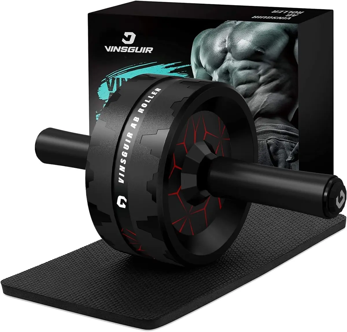 VINSGUIR Ab Roller Wheel for Core & Abs | Supports Up to 440 lbs | Portable Fitness Equipment with Knee Pad - main product image