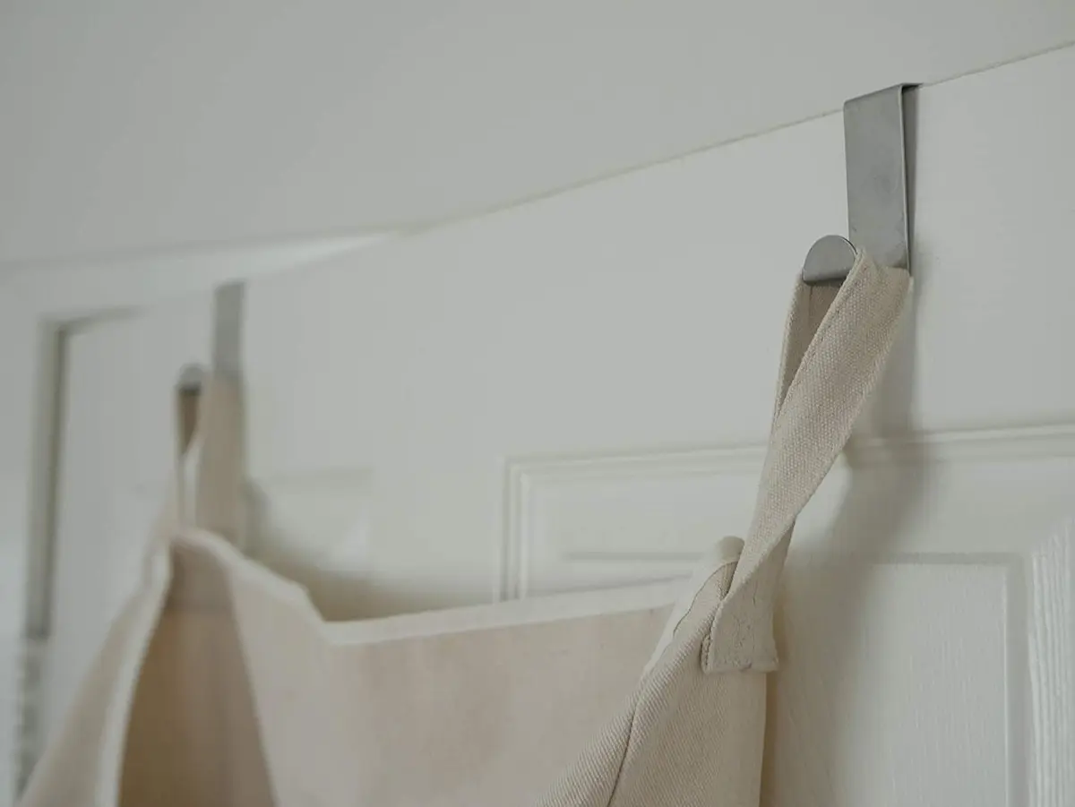 GORISEN Hanging Laundry Hamper with Front Pocket, Beige, 65 Liters (52cm x 81cm x 10cm) | Space-Saving Door Mount - view 5
