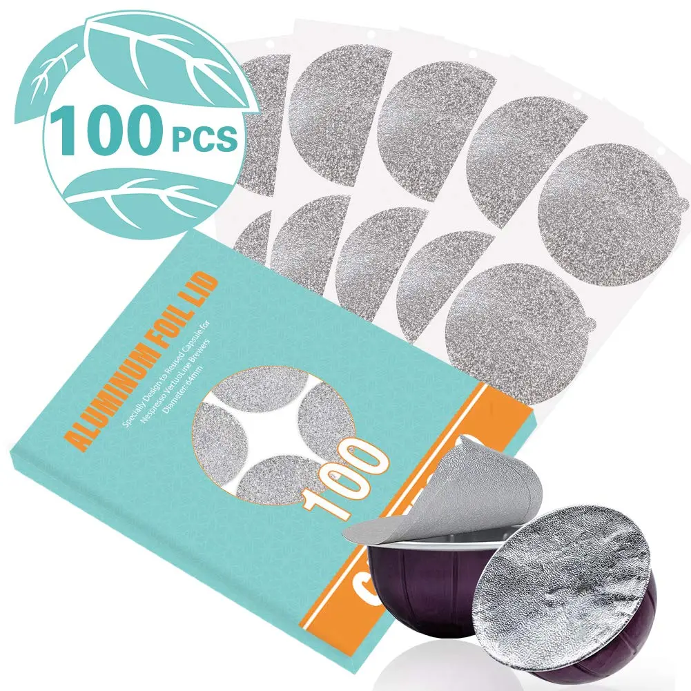 CAPMESSO Aluminum Foil Lids for Nespresso Vertuo Pods (100 Count, 64mm) | Reusable Coffee Filter for Rich Brews - view 2