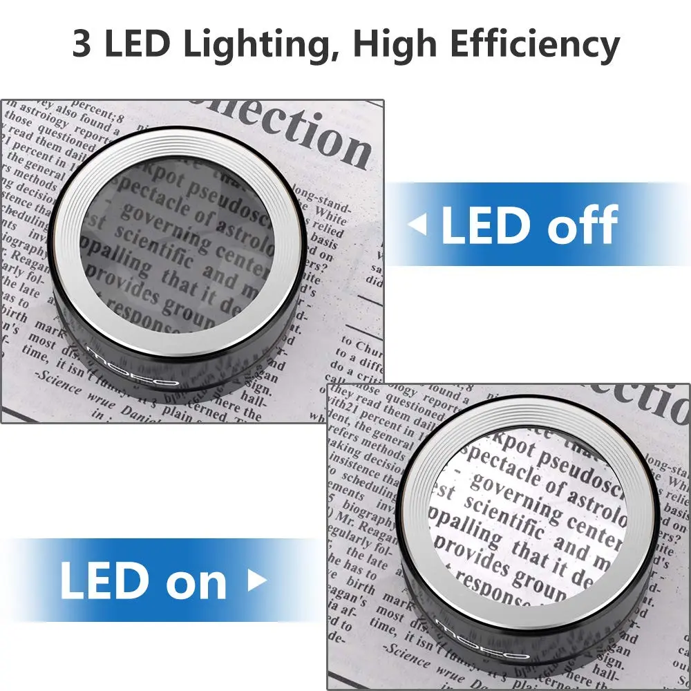 MoKo LED Lighted Desktop Magnifier Dome 5X | Large Viewing Area for Seniors & Low Vision - view 6
