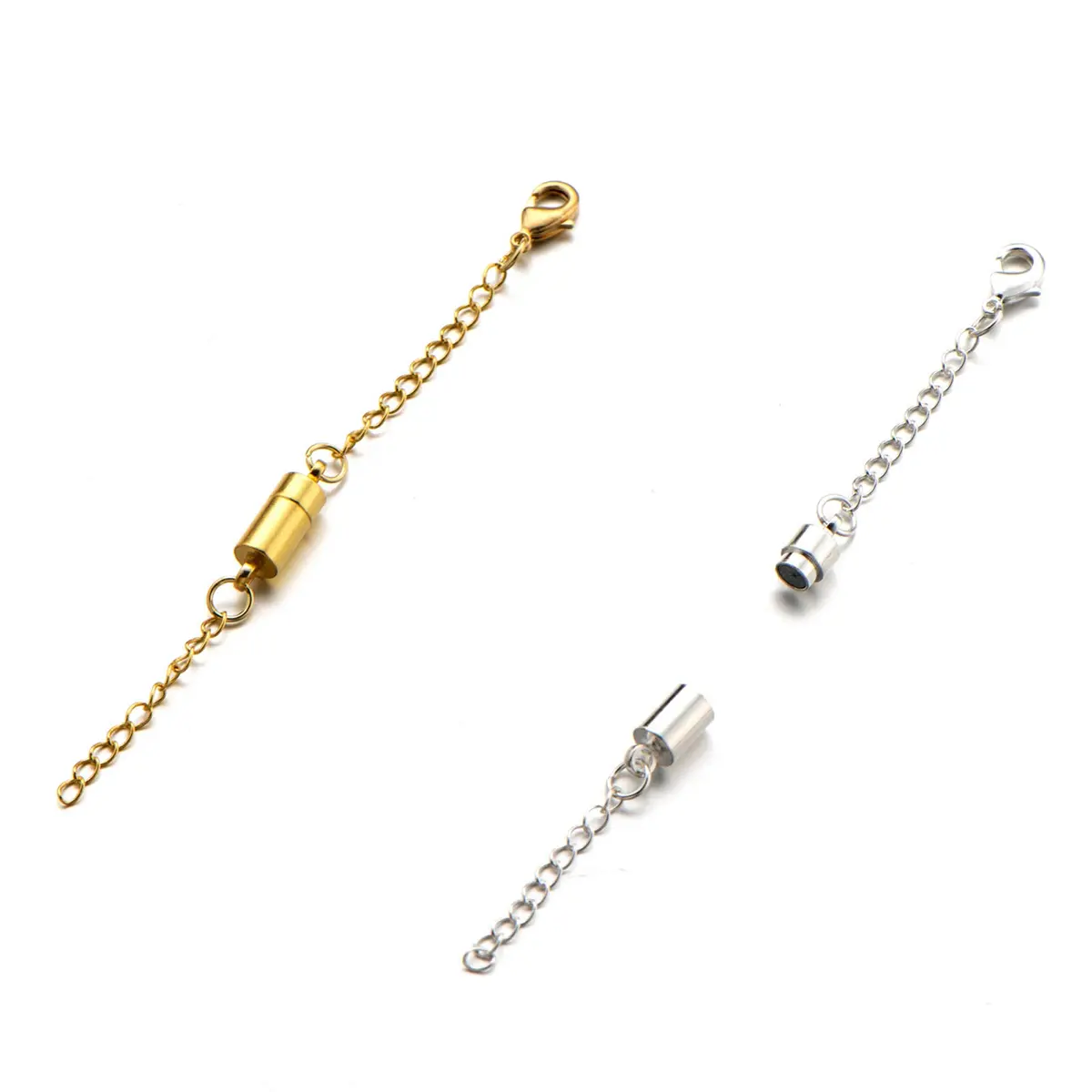 Zpsolution Magnetic Necklace Clasps with Extender Chains Gold-Silver | Lead & Cadmium Free Jewelry Extenders - main product image
