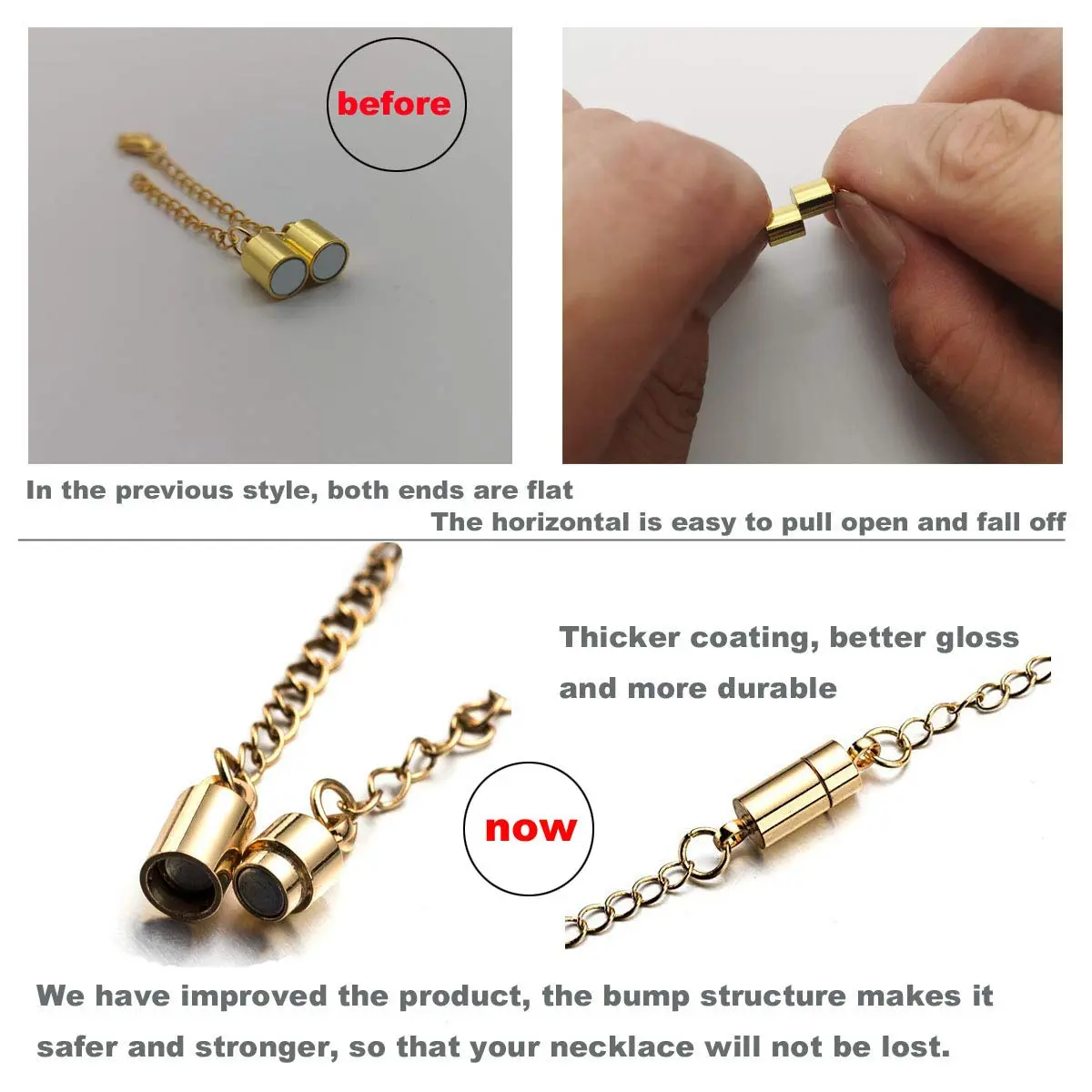 Zpsolution Magnetic Necklace Clasps with Extender Chains Gold-Silver | Lead & Cadmium Free Jewelry Extenders - view 2