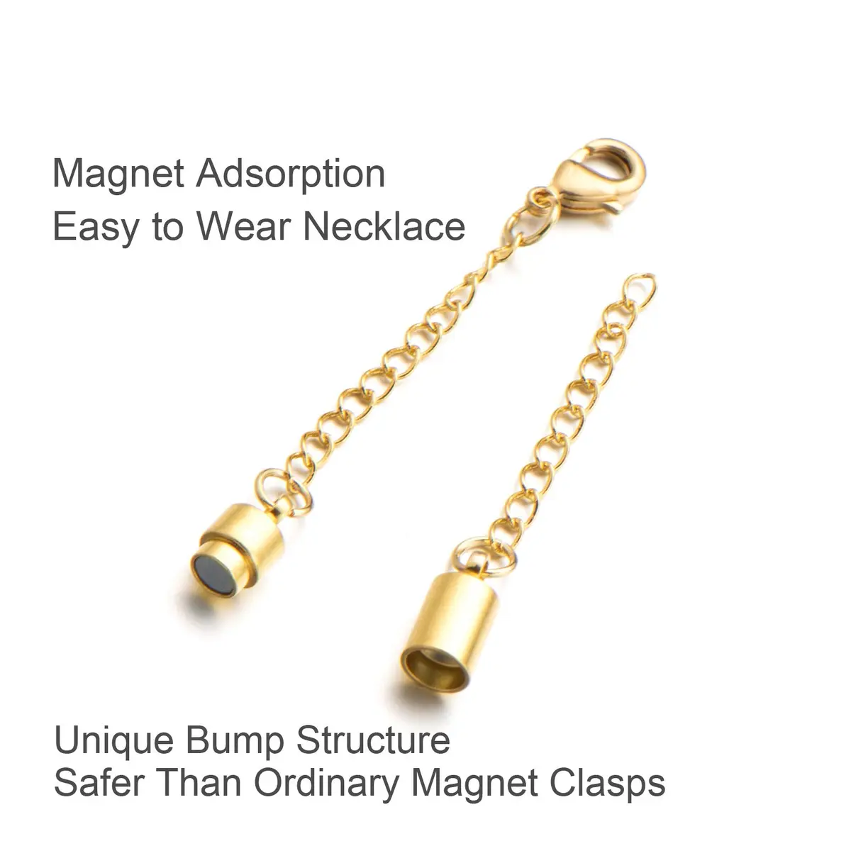 Zpsolution Magnetic Necklace Clasps with Extender Chains Gold-Silver | Lead & Cadmium Free Jewelry Extenders - view 3