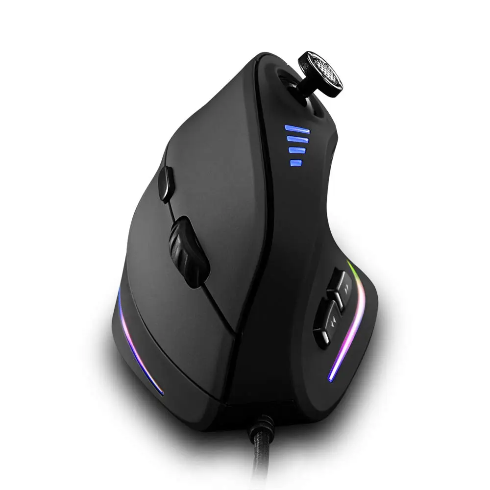 Attoe Vertical Mouse Ergonomic USB Wired 10000 DPI RGB Gaming Mouse for PC Laptop - main product image