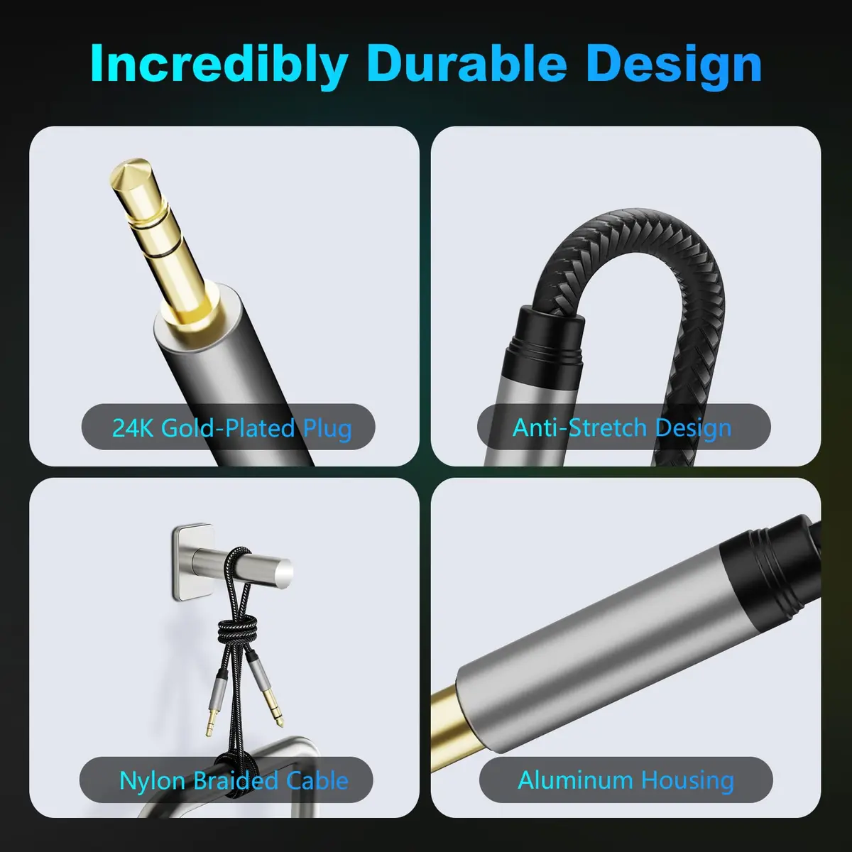Jelly Tang 3.5 mm to 6.35 mm Audio Cable 3Ft | Gold-Plated Stereo Jack for Amplifiers & Devices - view 2