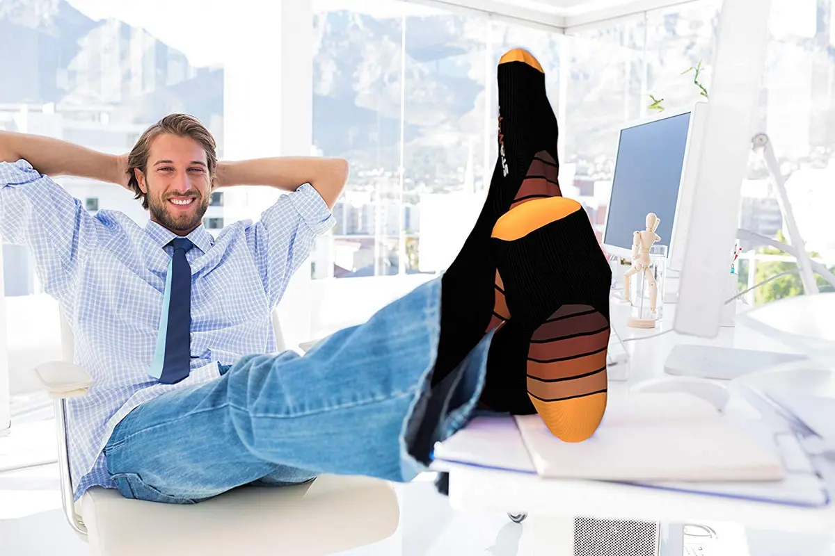 Physix Gear Compression Socks - Best Men & Womens Compression Socks for Circulation, Running, Nurses, Athletic Use Sock Compression, Blood Pressure Socks, Calcetines de Compresion, Black/Orange, XXL | Support & Durability - view 7