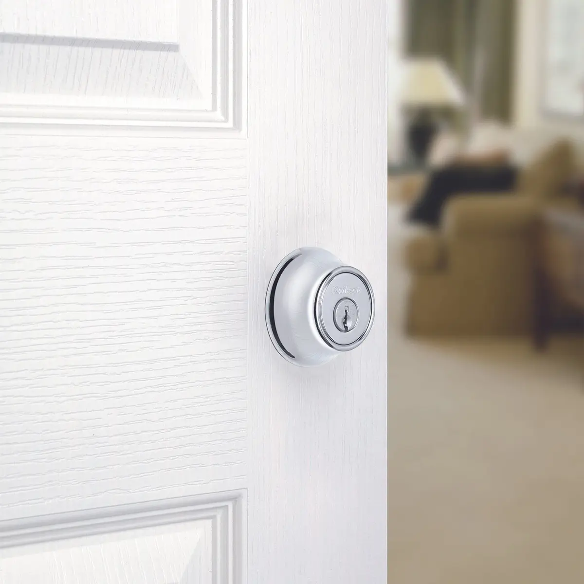 Kwikset Deadbolt Lock, Polished Chrome | SmartKey Security & Pick Resistant (70-120 chars) - view 3