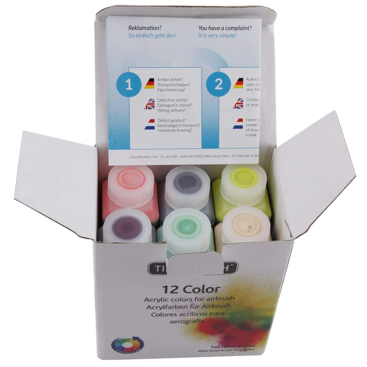 TIMBERTECH Professional Airbrush Paint 12x30ml | Vibrant Water-Based Acrylic Colors - view 3