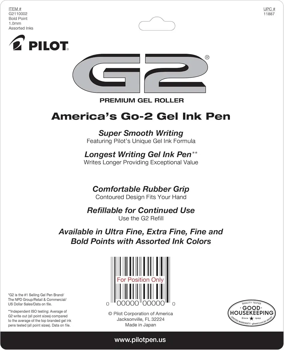 Pilot G2 Gel-Ink Pens, Bold Point (1.0mm) | Refillable, Assorted, 10-Pack for Office & School - view 2