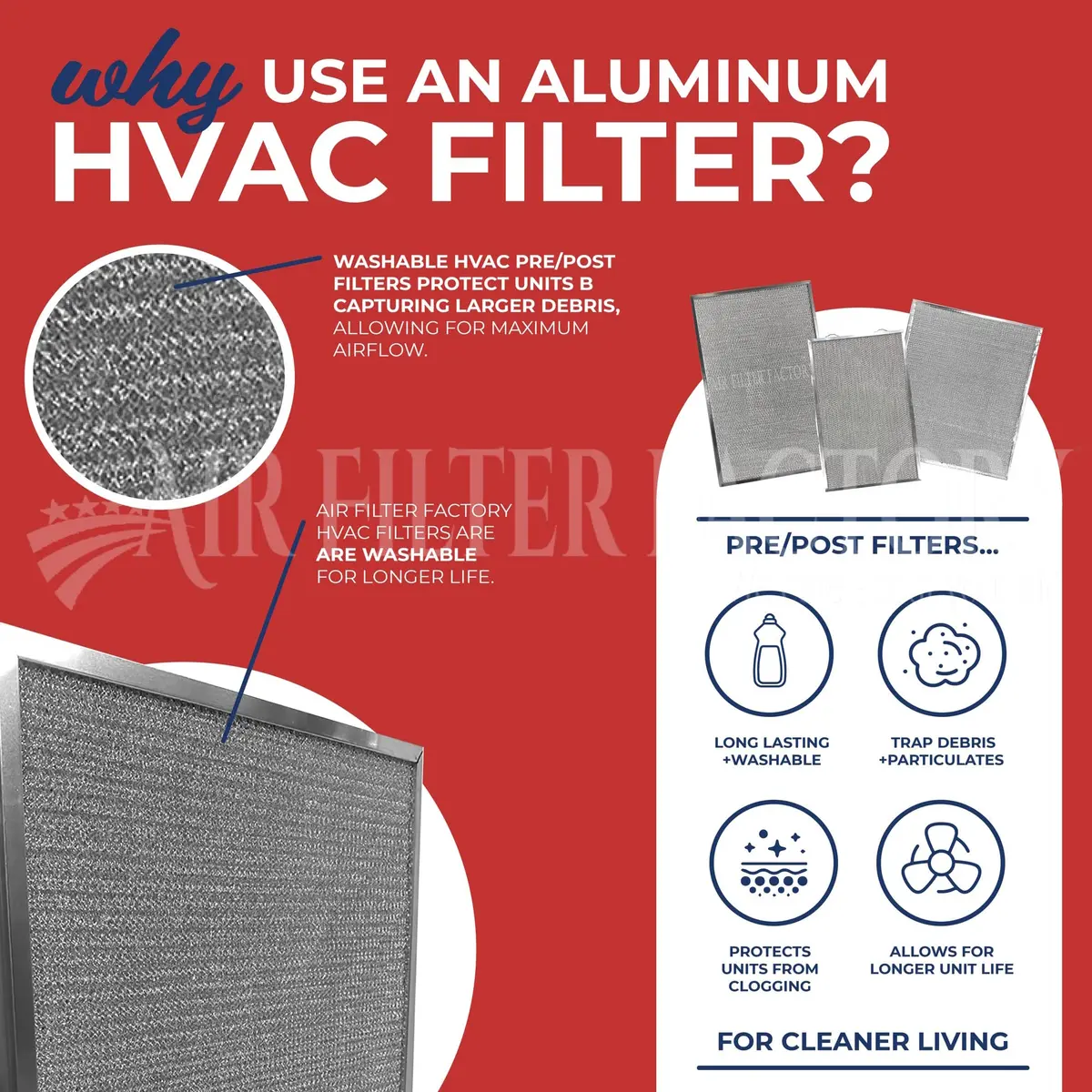 Air Filter Factory 203369 Aluminum HVAC Filters 12-1/2 x 20 Inch | Reusable Dust & Lint Capture - view 5
