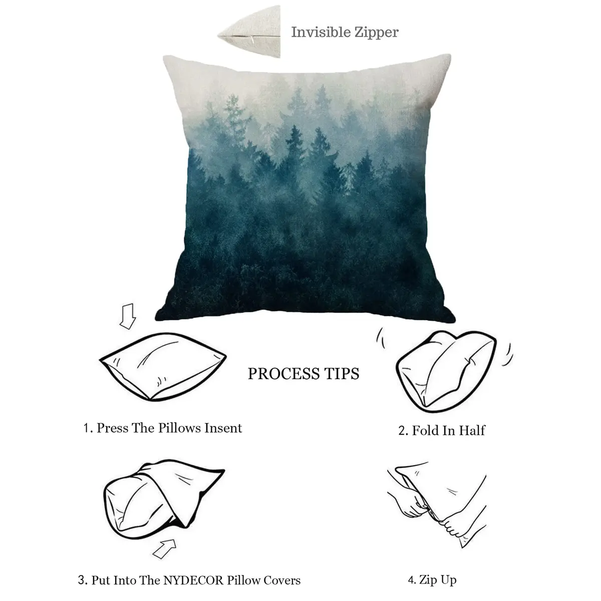 NYDECOR Forest Tree Throw Pillow Covers 18x18 | Rustic Nature Pillow Case Set of 4 - view 6