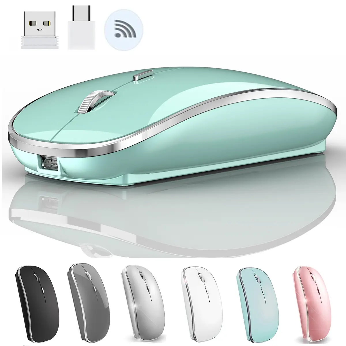 JETTA Wireless Mouse for MacBook & PC | 1600 DPI Optical Sensor, Rechargeable, 2.4GHz Wireless, Blue - main product image