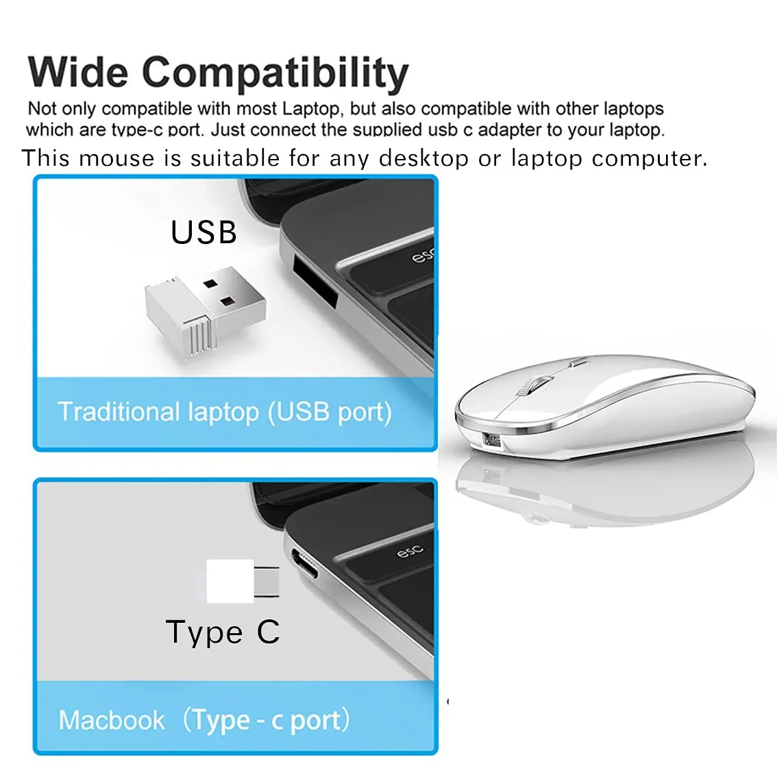 JETTA 2.4G USB C Receiver Wireless Mouse for Computer, Laptop, Chromebook, Mac | 1600 DPI - view 2