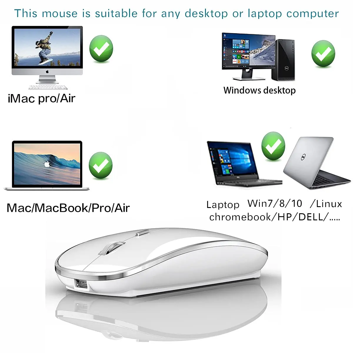 JETTA 2.4G USB C Receiver Wireless Mouse for Computer, Laptop, Chromebook, Mac | 1600 DPI - view 4