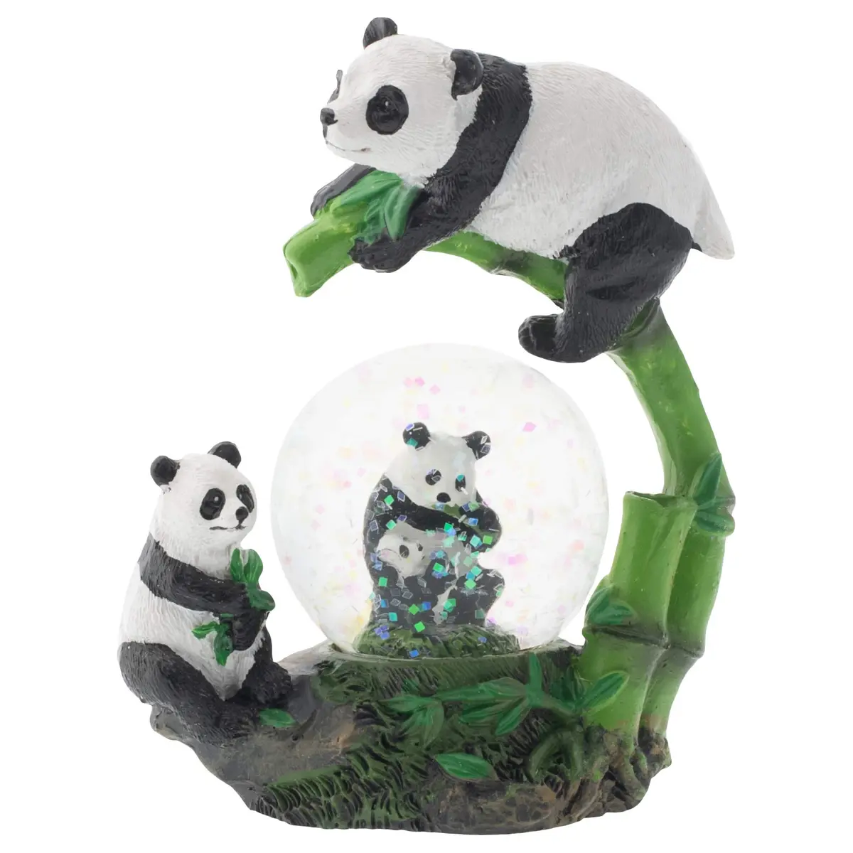 Elanze Designs Panda Bear Family China Miniature Snow Globe 45MM | Whimsical Home Accent - main product image
