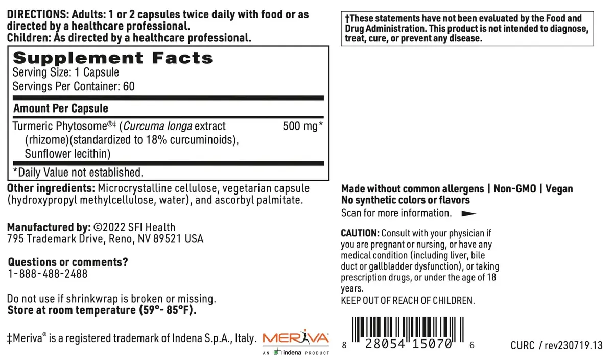 SFI Health CurcuThera 60 Capsules | Bioavailable Curcumin with Phytosome Technology - view 5