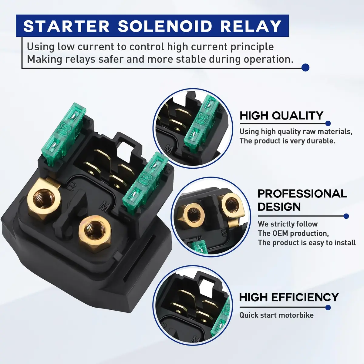 Yerbay Starter Solenoid Relay for Yamaha YFM350 YFM660 YFM400 YFM450 YFM250 YFM700 | 12V High Power - view 3