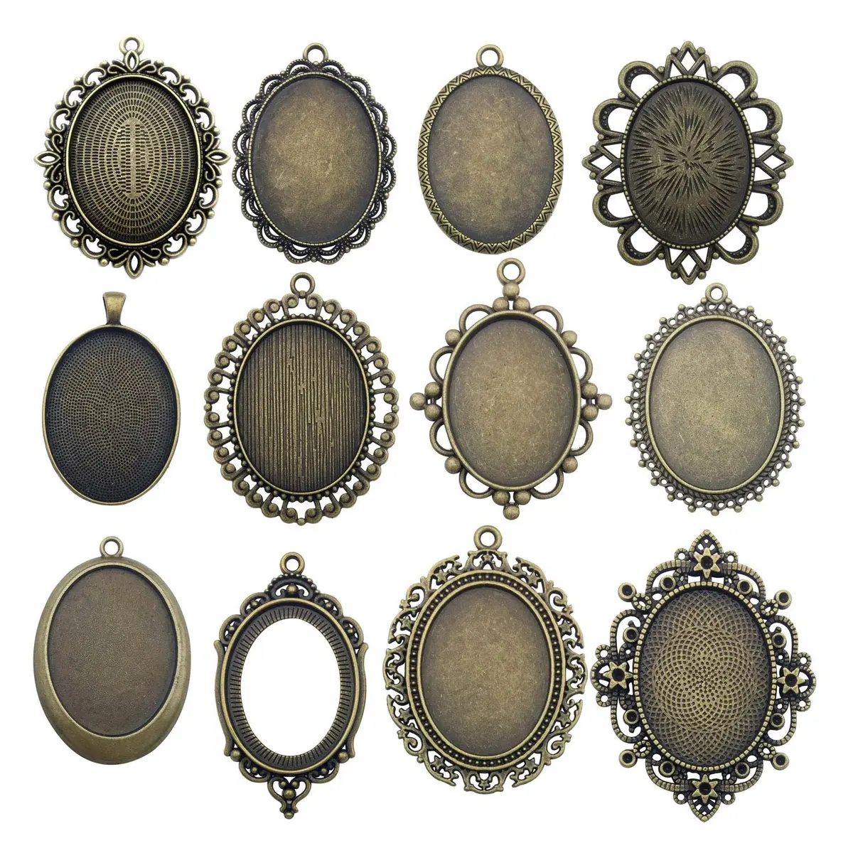 Youdiyla Jewelry Pendant Trays 30x40mm Antique Bronze | Perfect for DIY Photo Jewelry (70-120 chars) - main product image