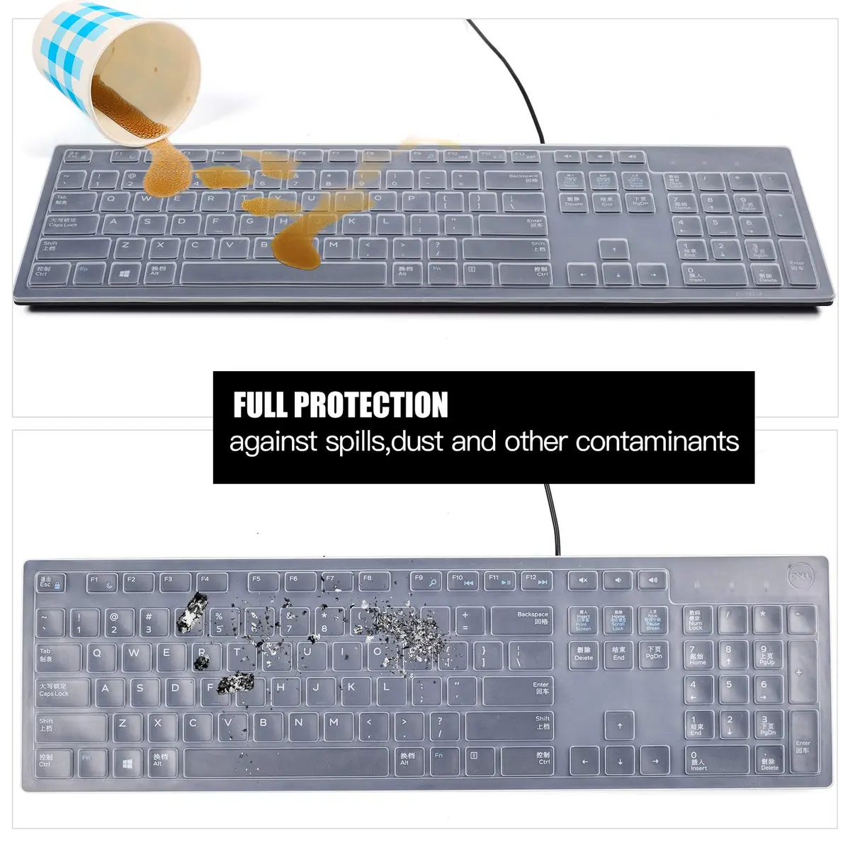 iKammo Keyboard Cover Skins for Dell KB216 & Optiplex 5250/3050/3240/5460/7450/7050 & Inspiron AIO 3475/3670/3477 | Waterproof Dustproof - view 5