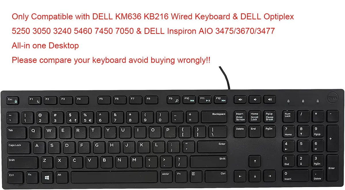 iKammo Keyboard Cover Skins for Dell KB216 & Optiplex 5250/3050/3240/5460/7450/7050 & Inspiron AIO 3475/3670/3477 | Waterproof Dustproof - view 2