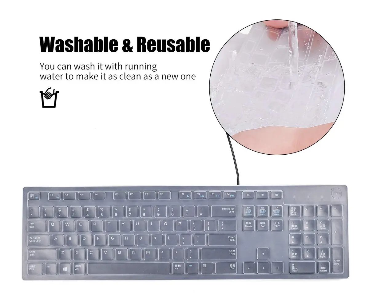 iKammo Keyboard Cover Skins for Dell KB216 & Optiplex 5250/3050/3240/5460/7450/7050 & Inspiron AIO 3475/3670/3477 | Waterproof Dustproof - view 4