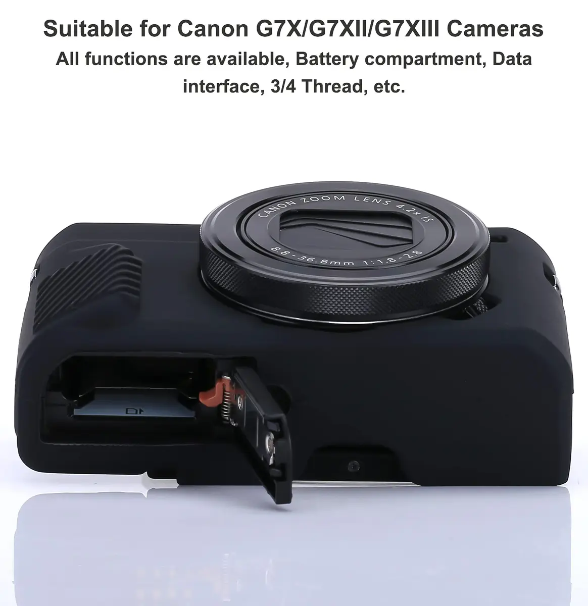 Yisau Black Silicone Camera Case for Canon PowerShot G7X / G7X Mark II | Ultra Thin Lightweight Rubber Soft Case - view 3