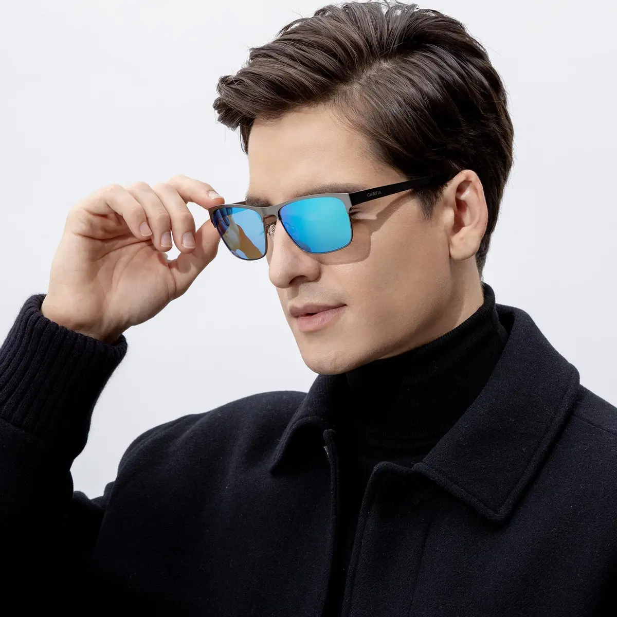 CARFIA Polarized Sunglasses for Men Spring Hinge Metal Frame CA5225 | Classic Square Design with UV400 Protection (70-120 chars) - view 2