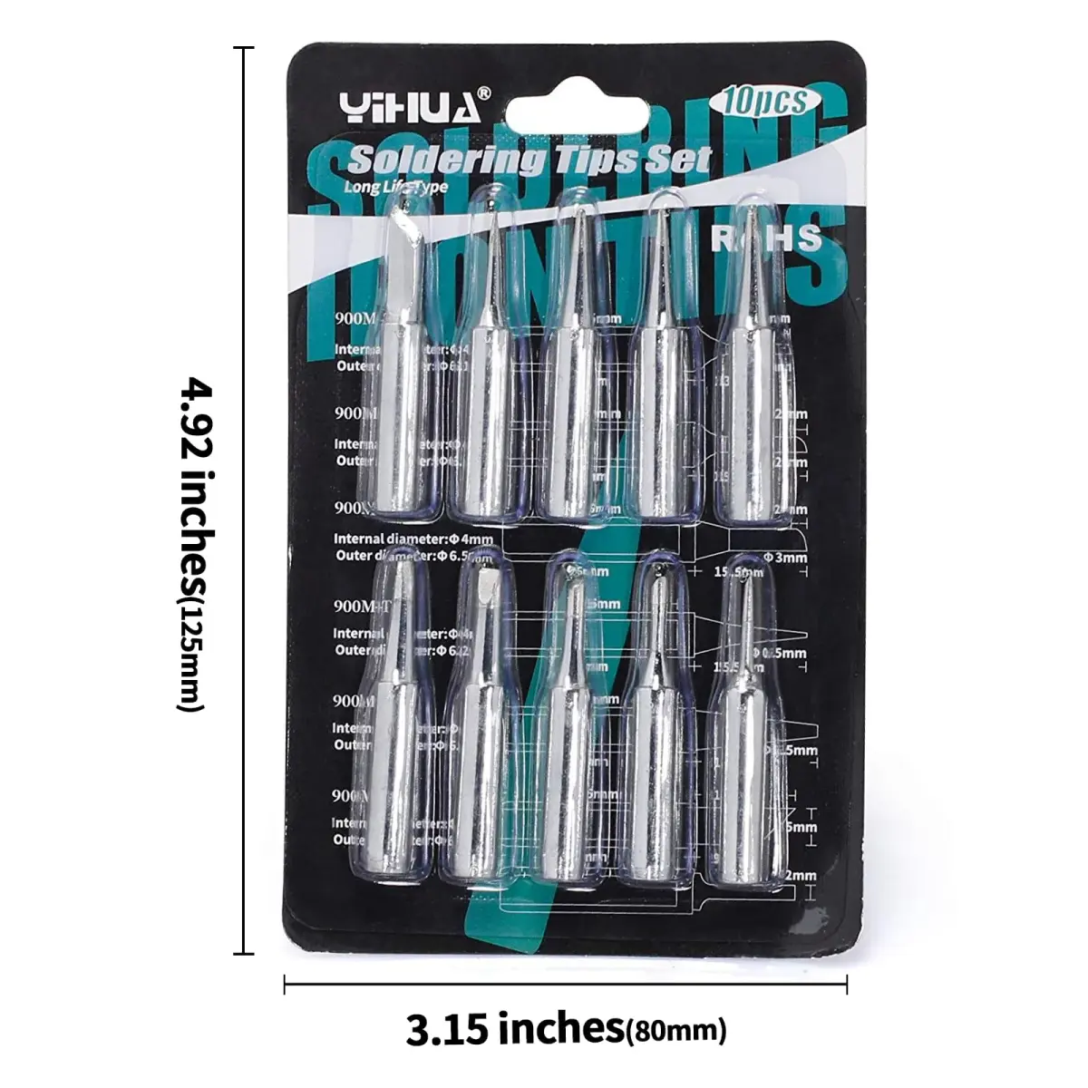 YIHUA #1200 Soldering Iron Tips Set 10PCS | SGS Certified Lead-Free - view 3